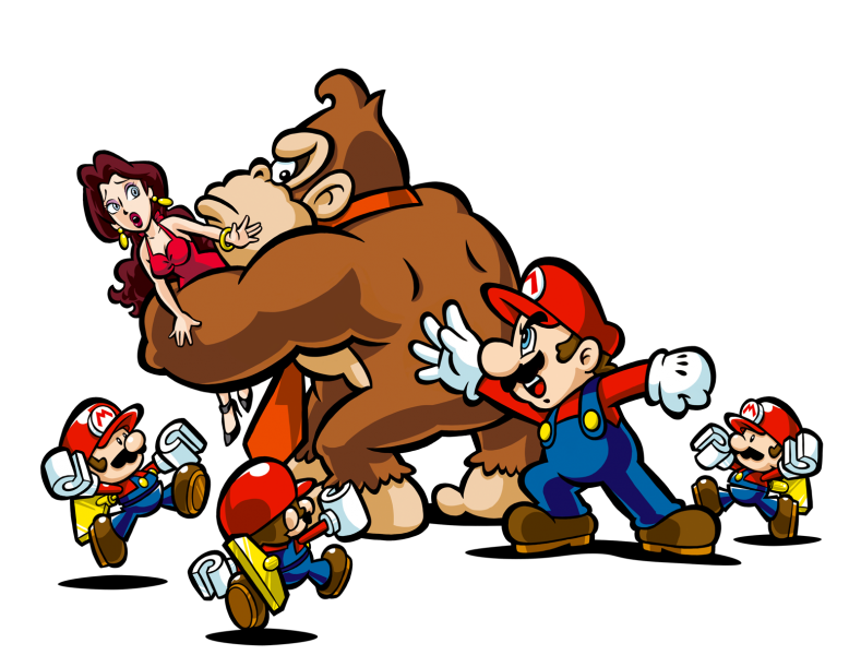 Mario Vs Donkey Kong Png Transparent Picture (white, maroon, chocolate, black)