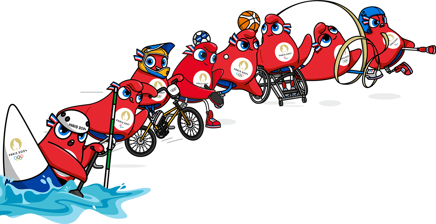 Paris 2024 Olympics Mascot Transparent Png (black, white, red)