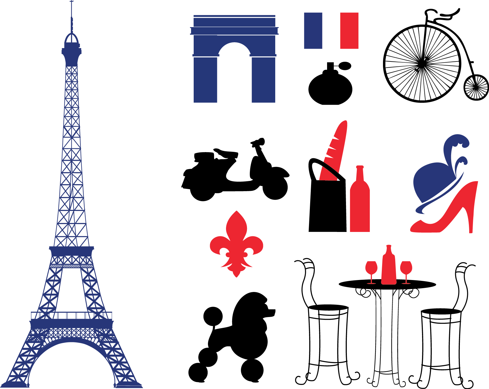 Paris No Background (indigo, white, black, navy, red)