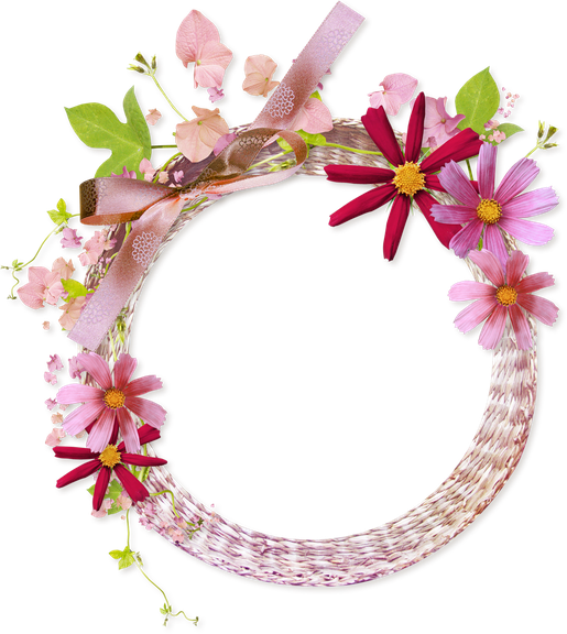 Garland Round Floral Png Hd (black)