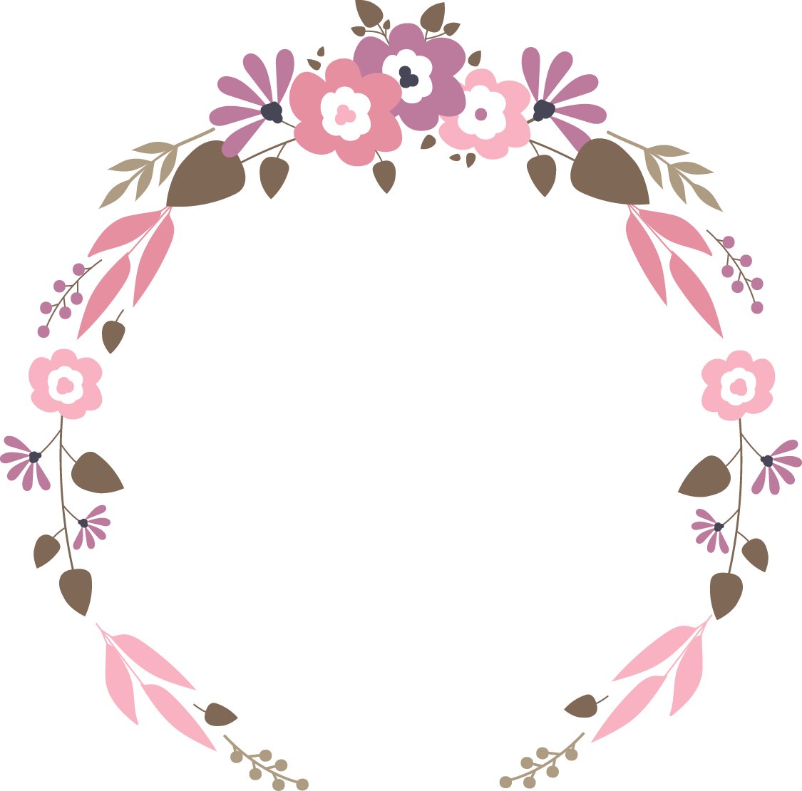 Garland Round Png Hd (salmon, gray, pink, white)