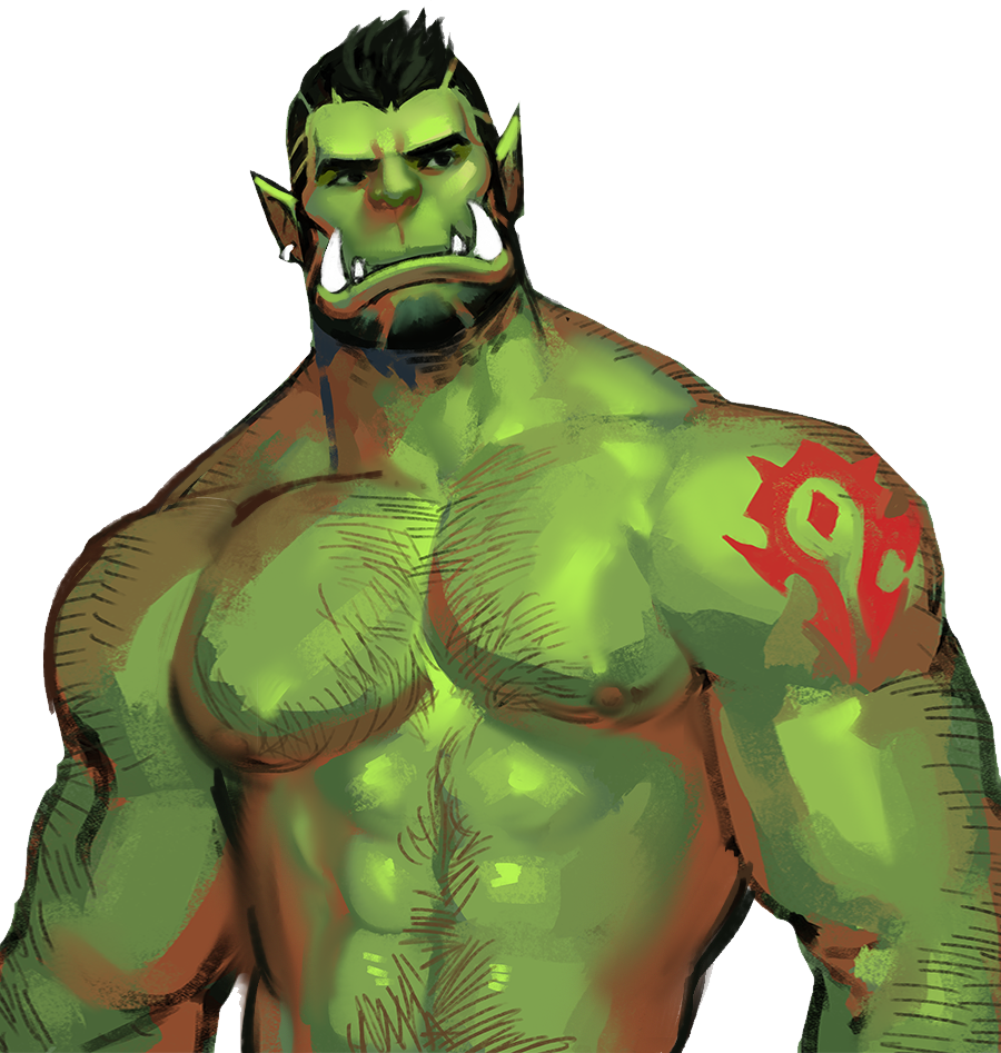 Warrior Orc Png File (olive, gray, white)