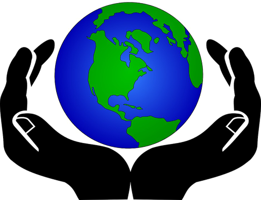 Earth In Hands Transparent Background (green, black, blue)