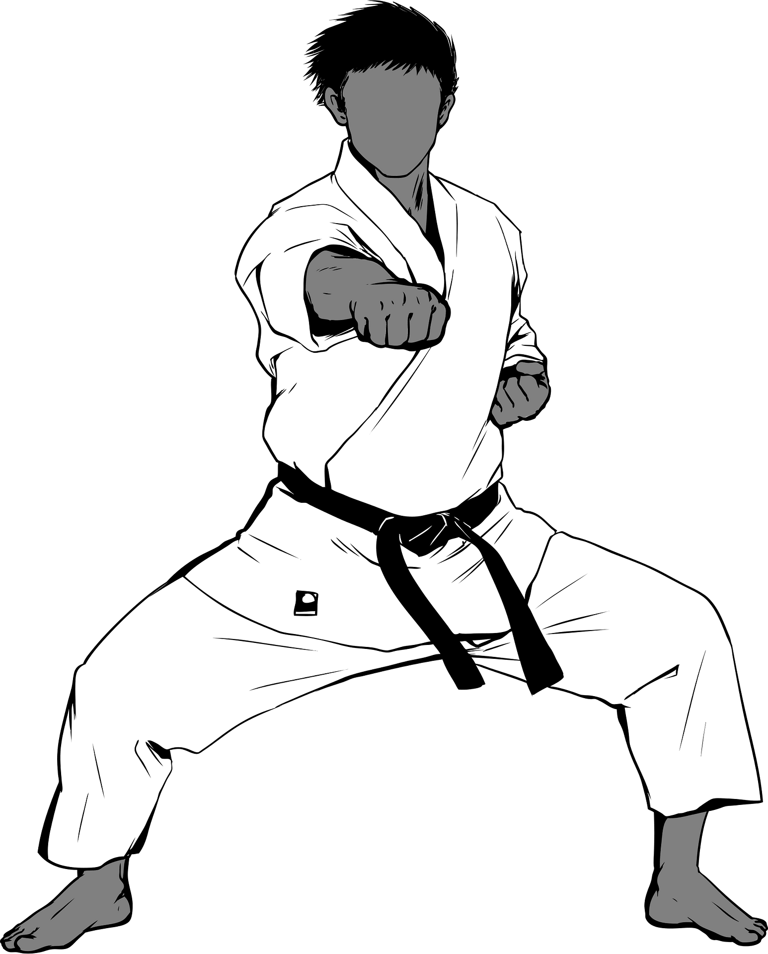 Martial Karate Male Fighter Png Transparent Image (gray, black)