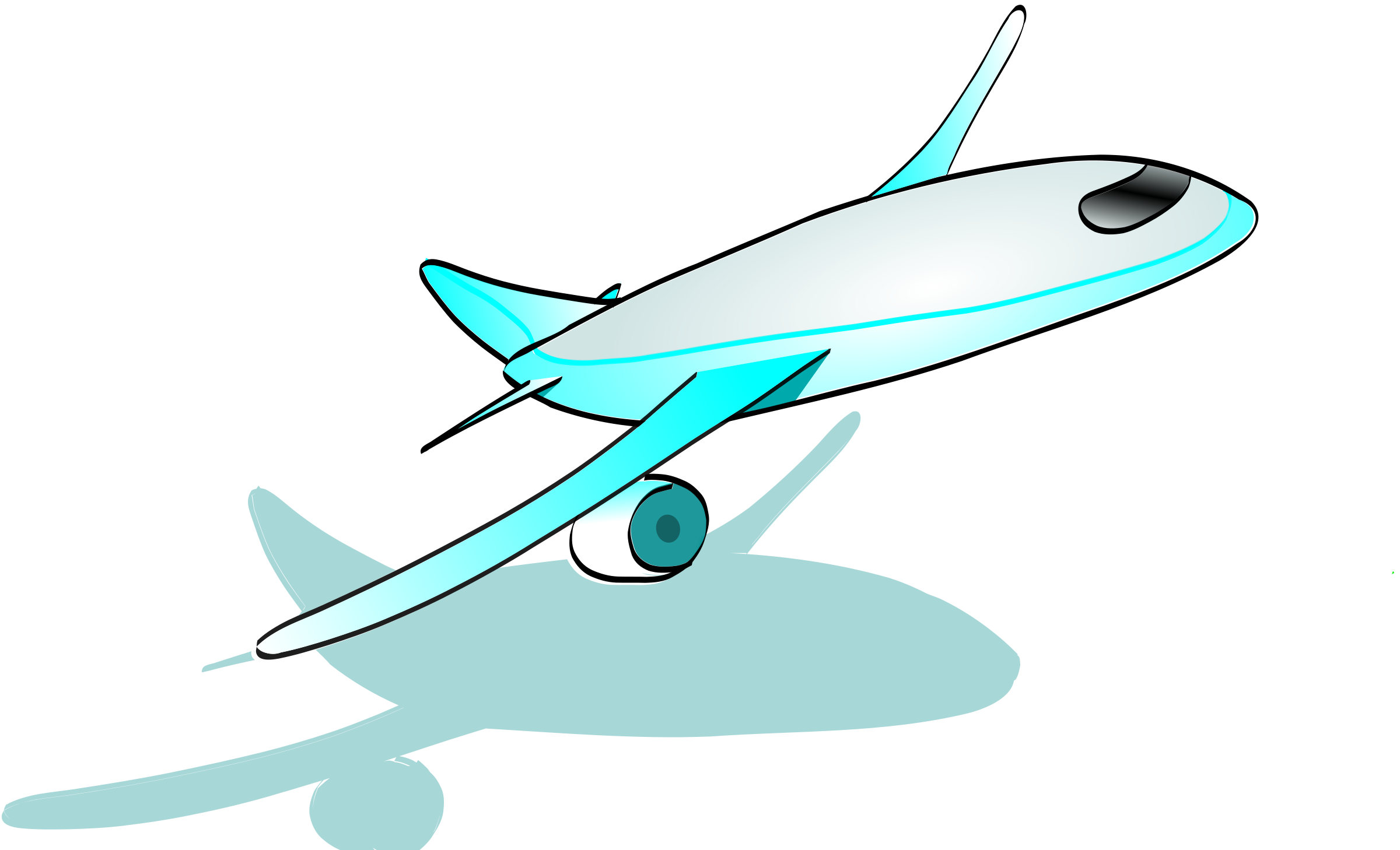 Cartoon Airplane Png (black, white, teal, lavender)