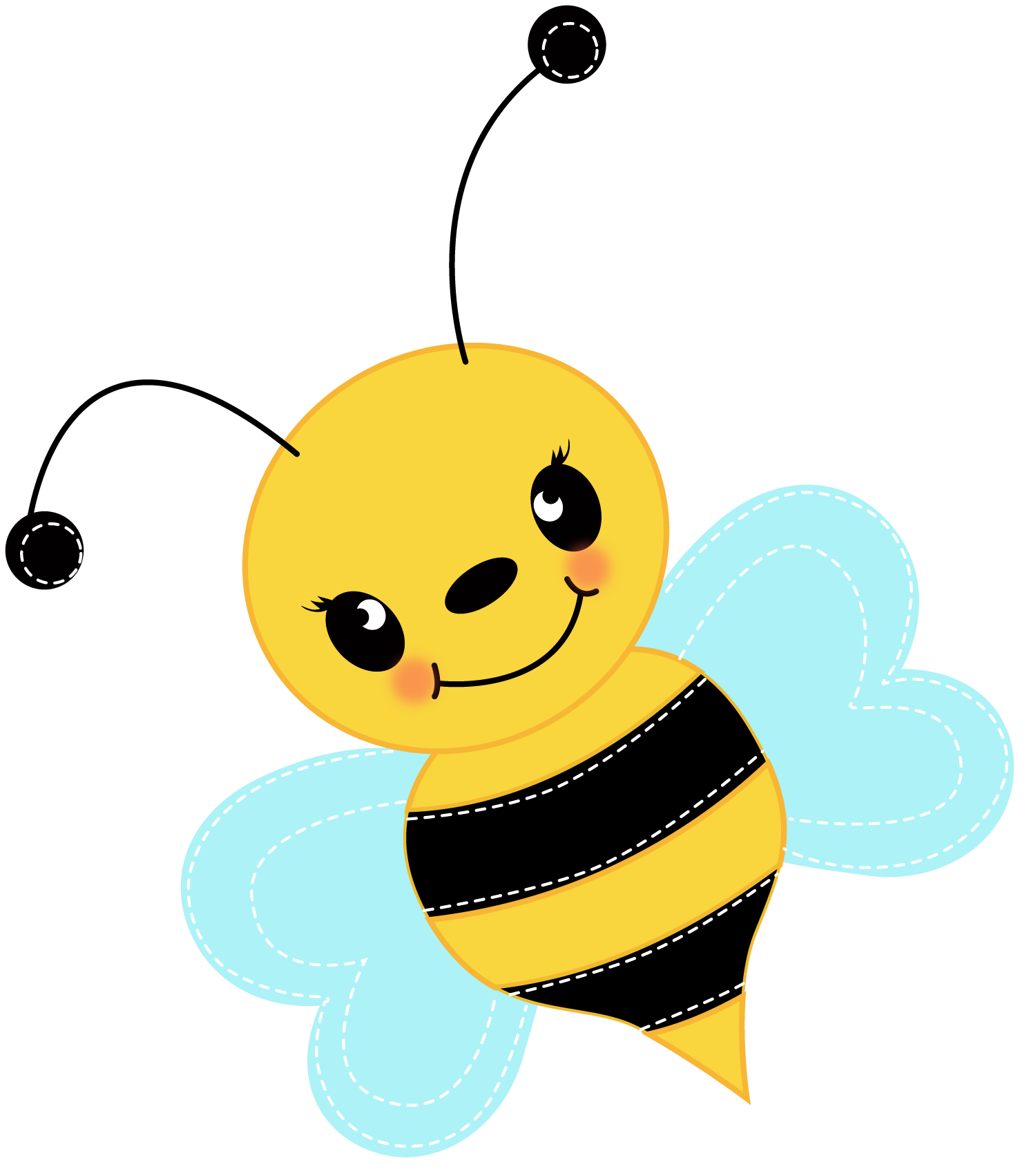 Cartoon Bee Png File (gold, white, black, mint, gray)