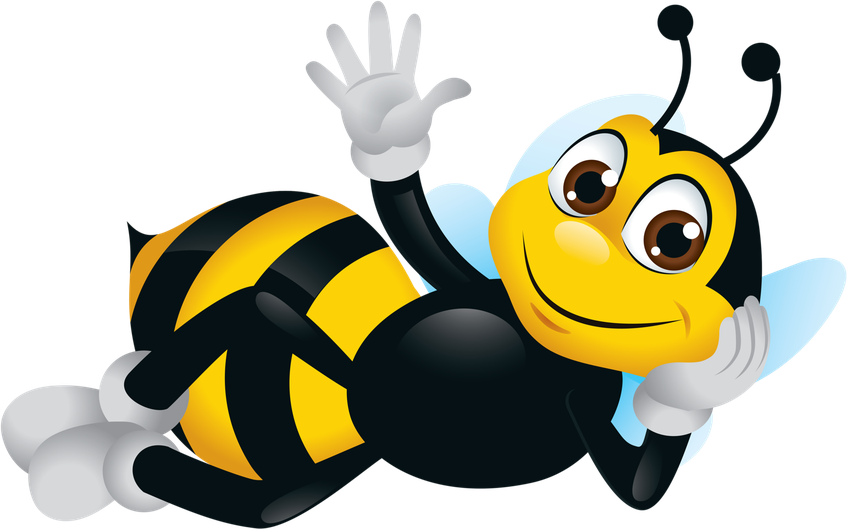 Cartoon Bee Png Hd (black, lavender, gold)