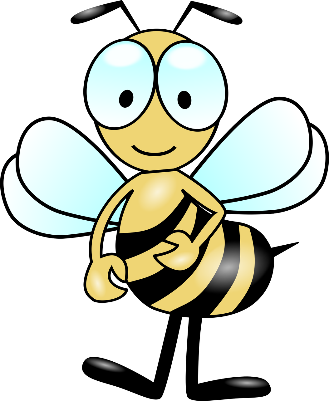 Cartoon Bee Png Isolated Image (salmon, white, black, gray, lavender)