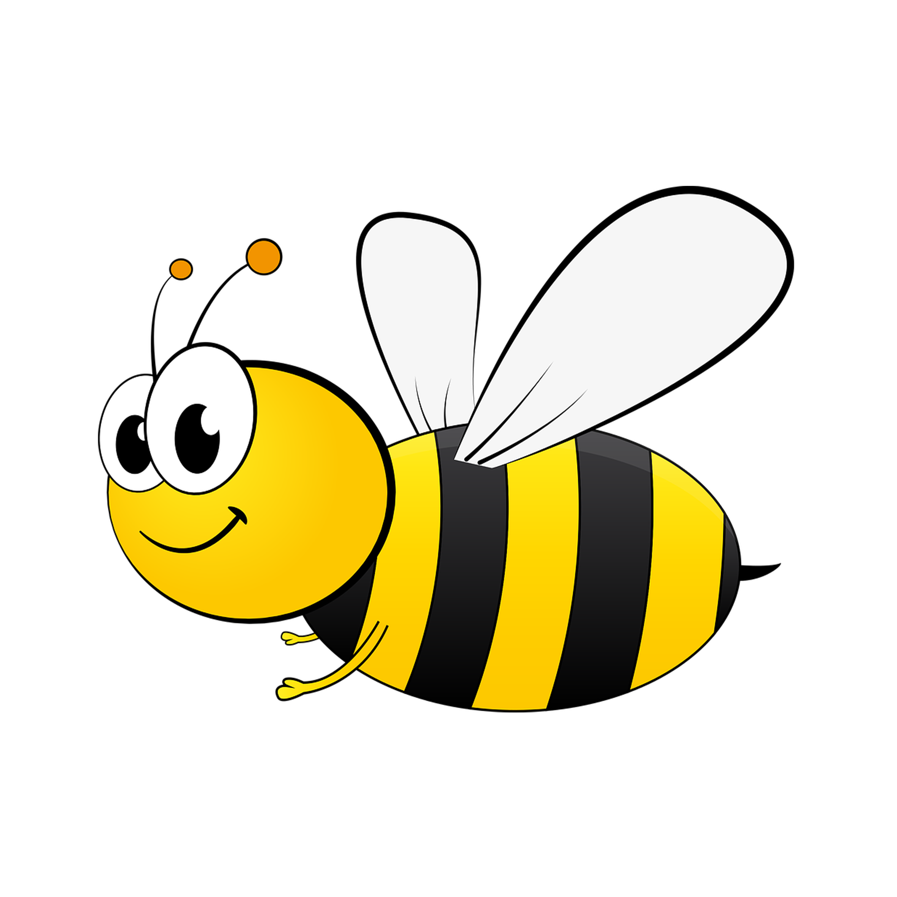 Cartoon Bee Png Isolated Photo (black, white, gold)