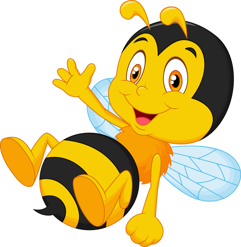 Cartoon Bee Png Isolated Pic (orange, black, white, gold, lavender)