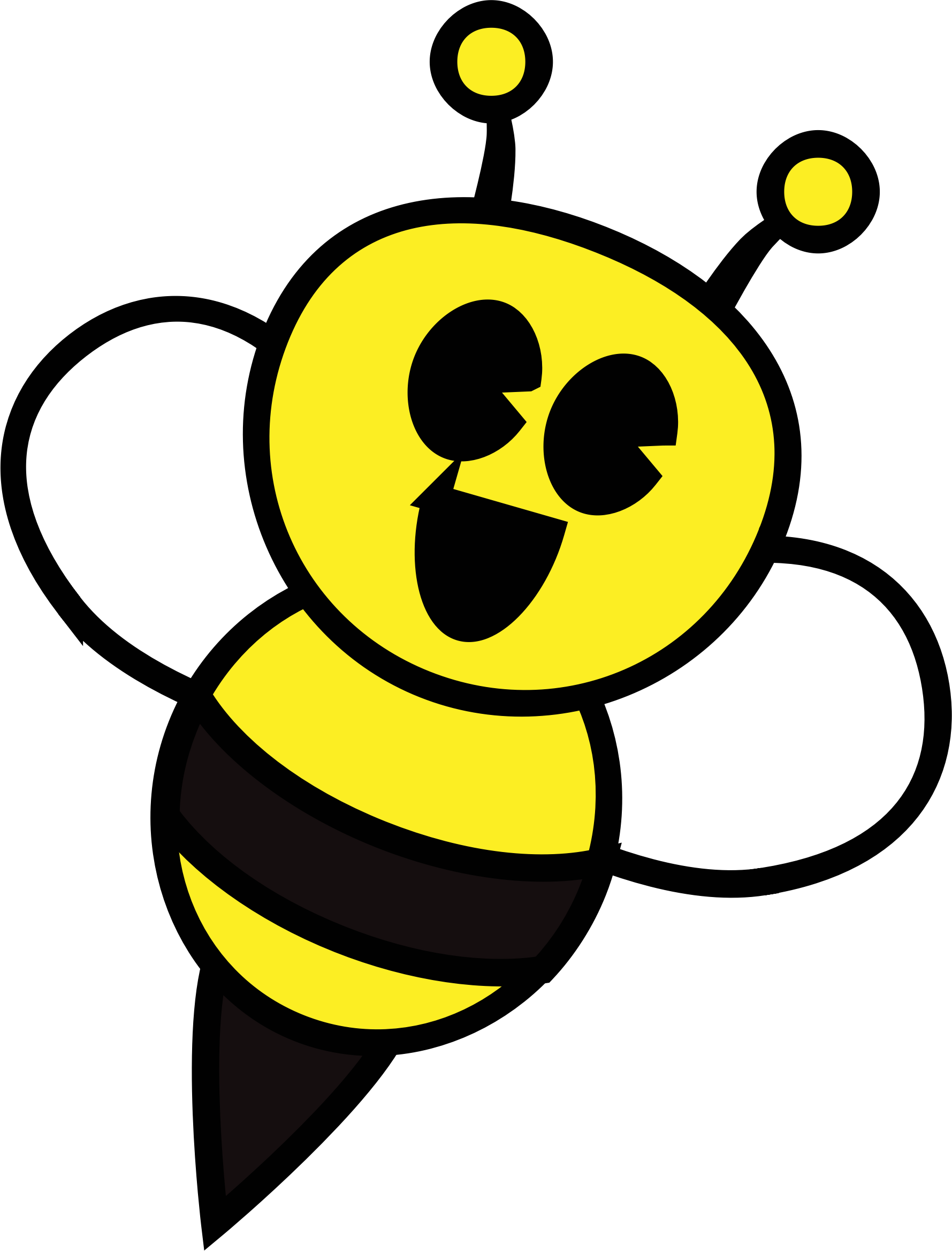 Cartoon Bee Png Photo (black, white, yellow)