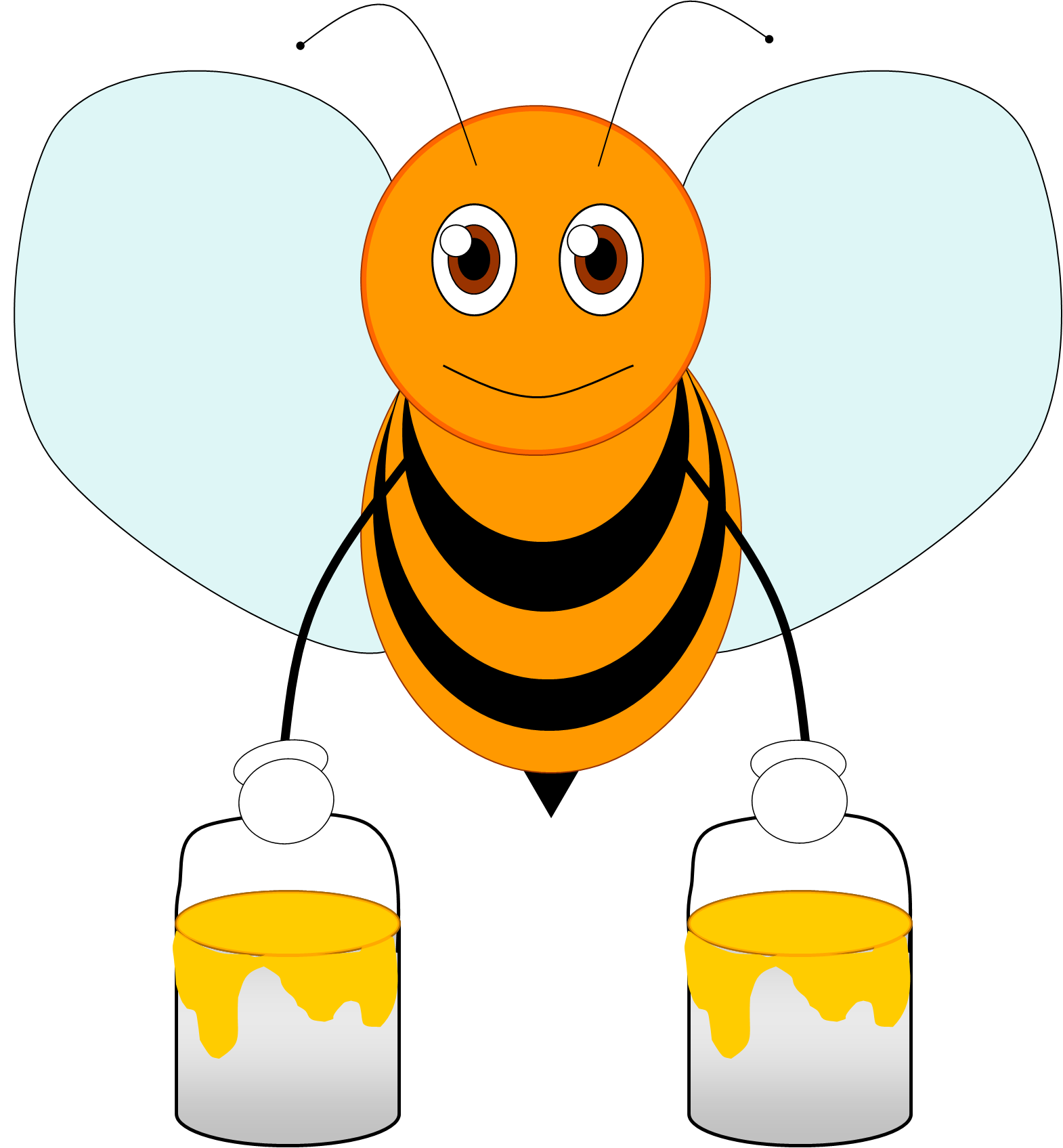 Cartoon Bee Png Picture (orange, greenish blue, black, gold, gray)