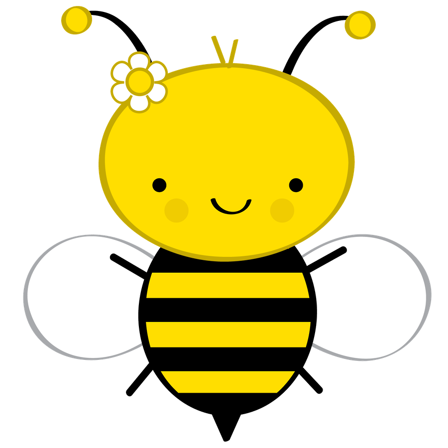 Cartoon Bee Png (black, white, olive, gold)