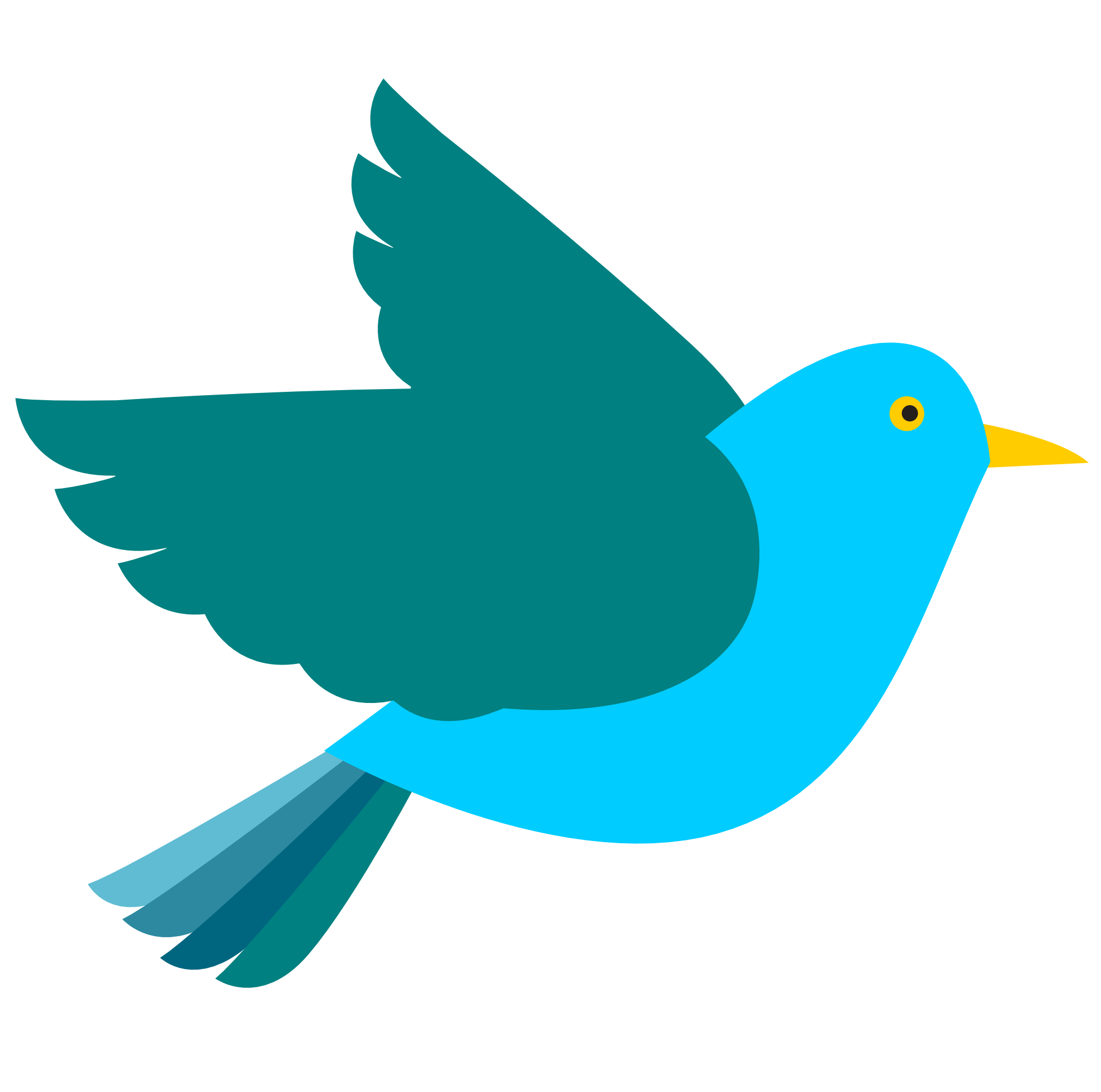 Cartoon Bird Png Pic (white, teal, greenish blue)