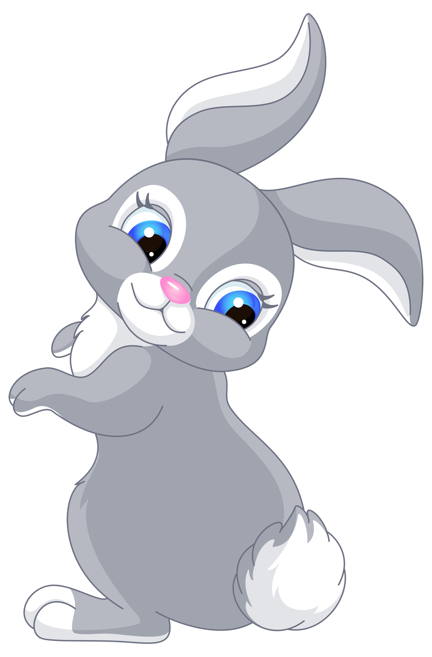 Cartoon Bunny Png Clipart (black, white, silver, lavender)