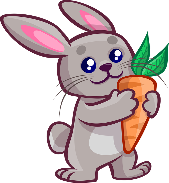 Cartoon Bunny Png Isolated Image (silver, black, pink, gray, lavender)