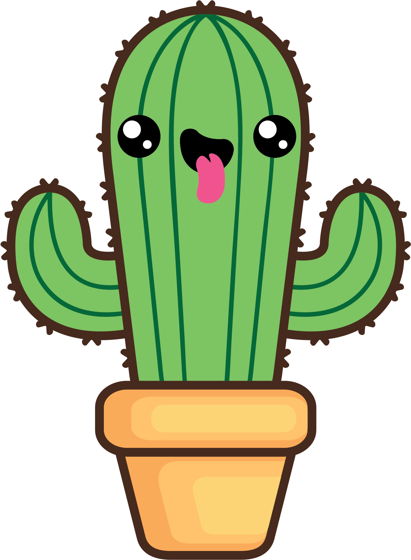 Cartoon Cactus Transparent Png (black, gray, salmon)