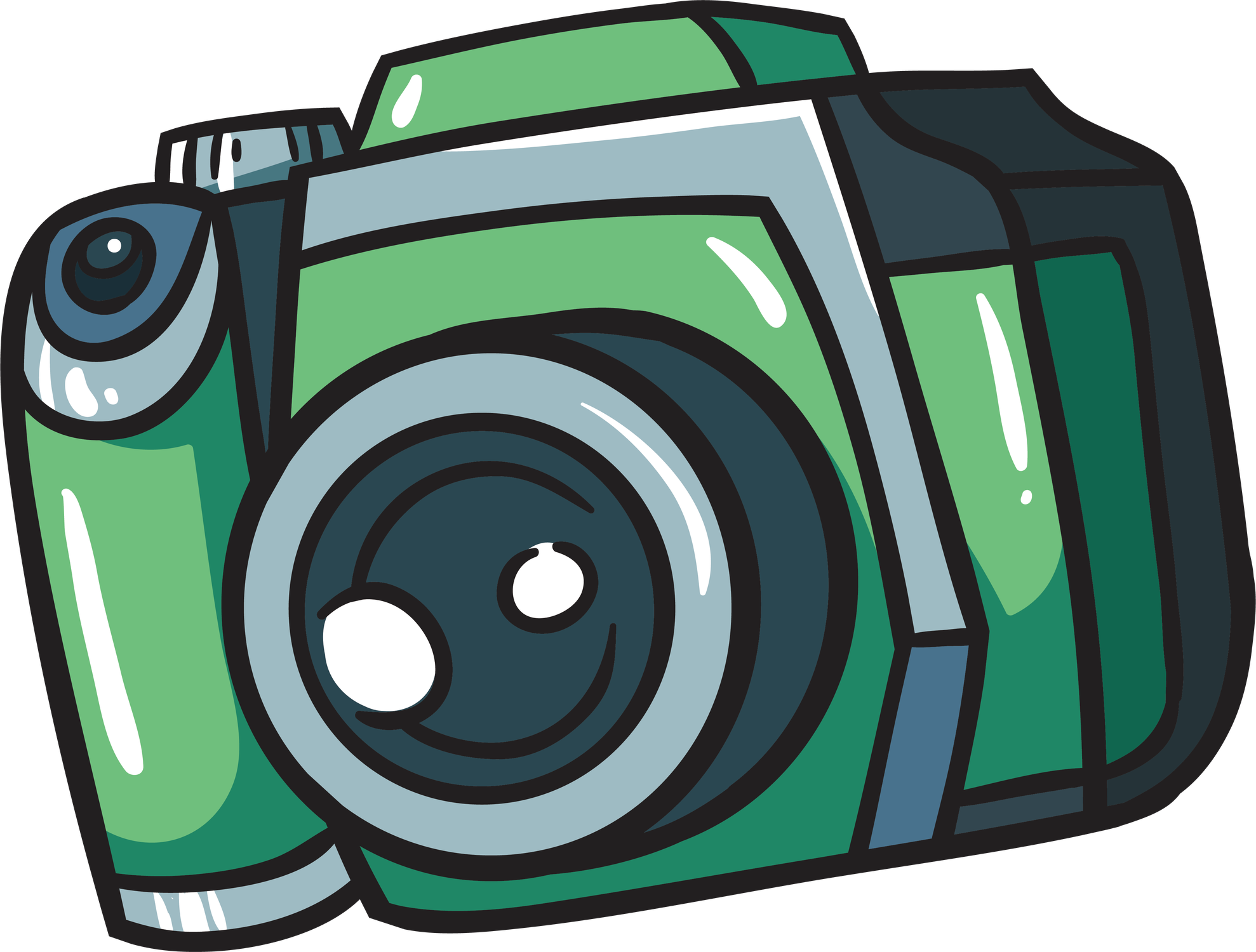 Cartoon Camera Png Clipart (silver, teal, black, white, gray)