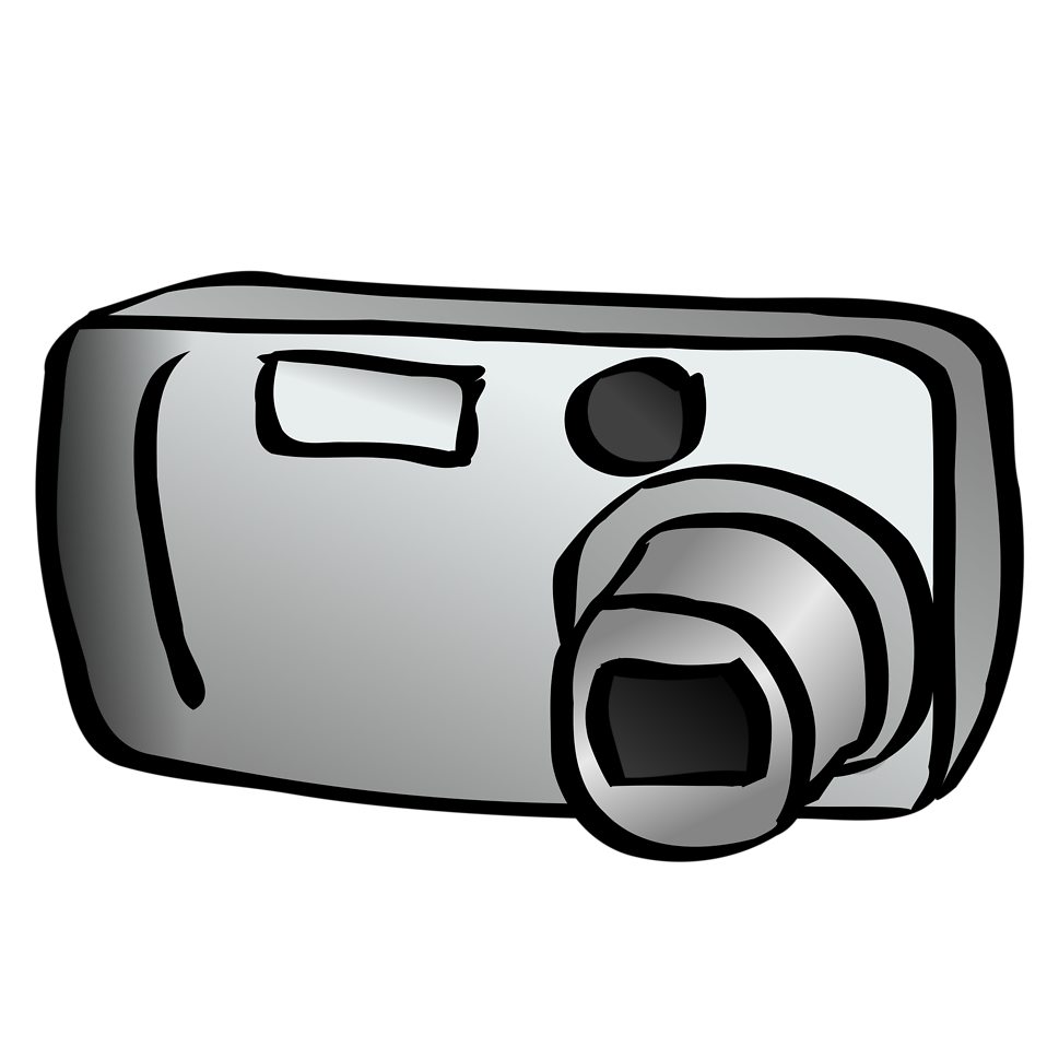 Cartoon Camera Png Isolated Pic (black, silver, lavender)