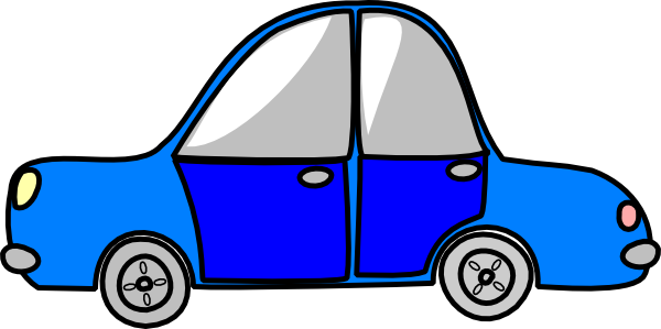 Cartoon Car (greenish blue, blue, white, silver)