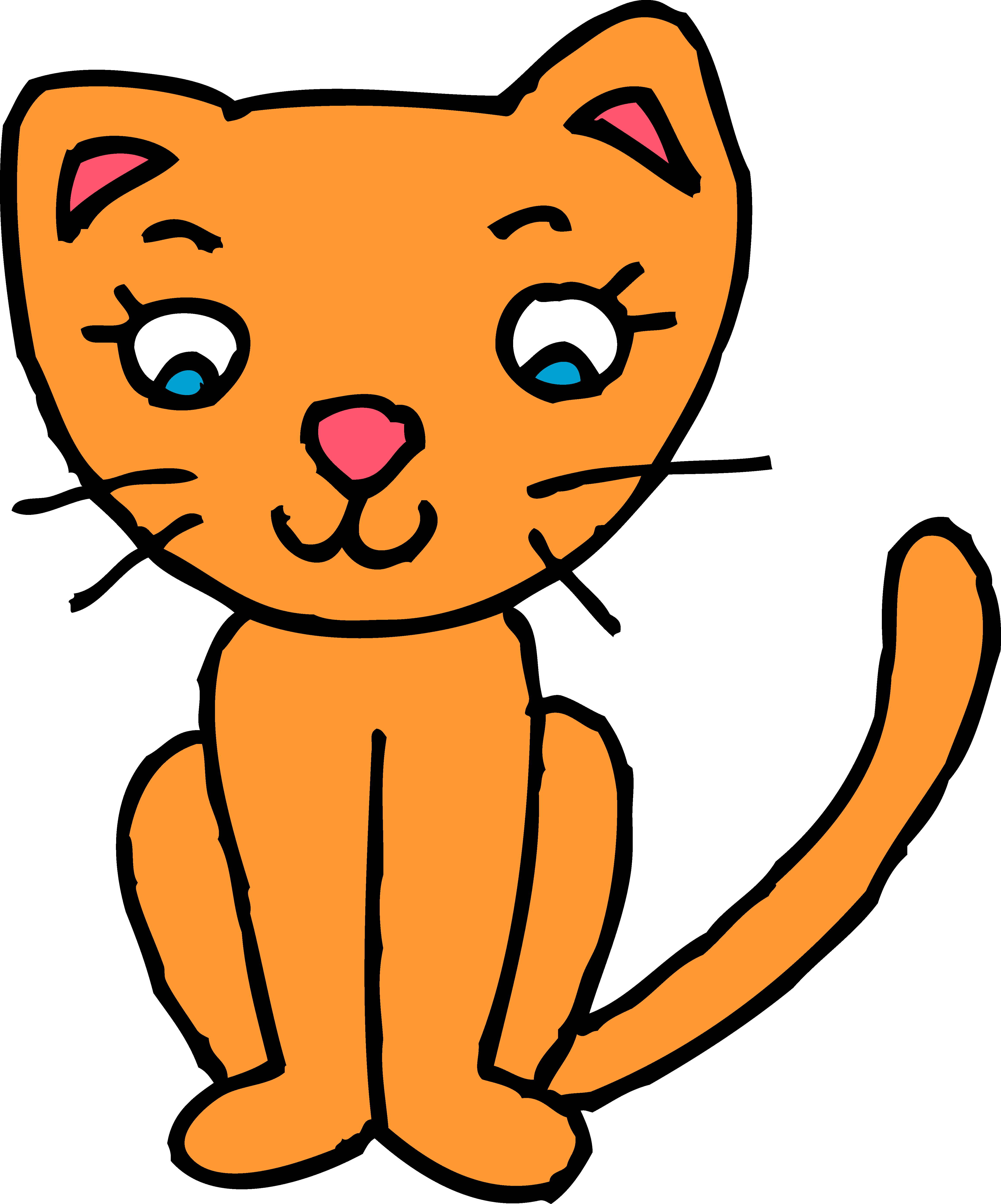 Cartoon Cat Png File (white, orange, black)