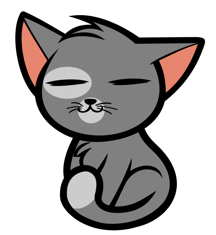 Cartoon Cat Png Isolated Pic (black, gray, silver, salmon)