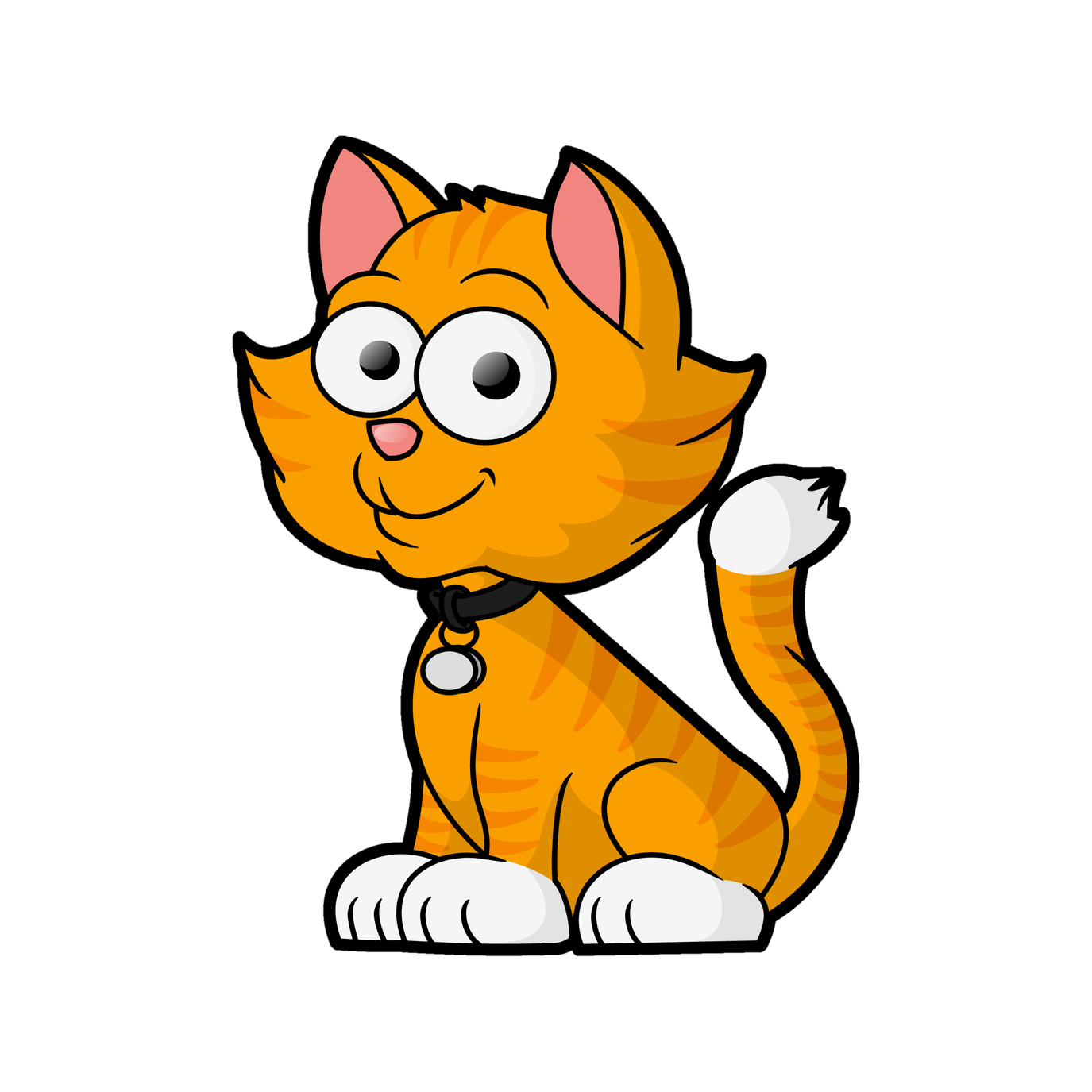 Cartoon Cat Png Photo (black, white, orange, salmon)