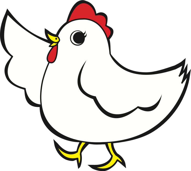 Cartoon Chicken Png File (black, white, red)