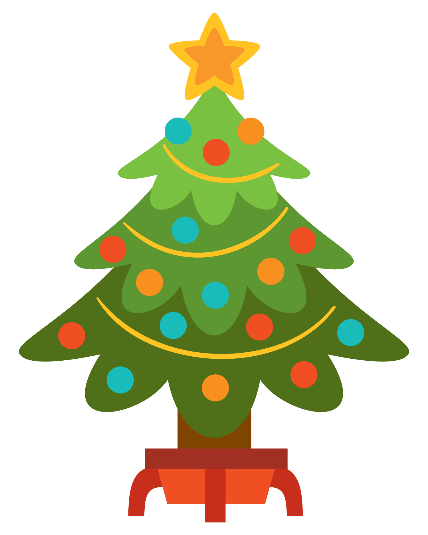 Cartoon Christmas Tree Png Clipart (chocolate, white, black, gray, olive)