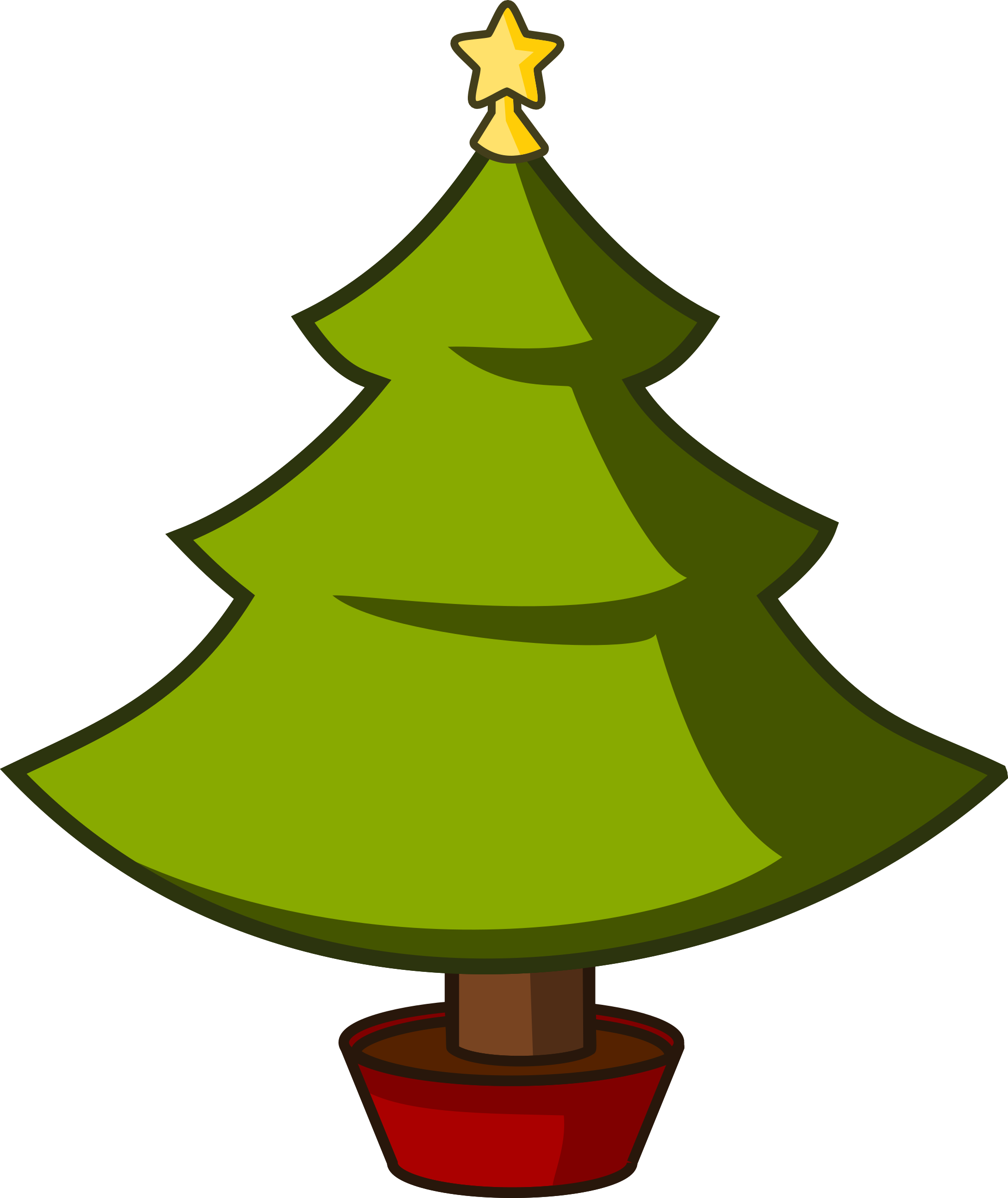 Cartoon Christmas Tree Png Photo (black, olive, maroon)