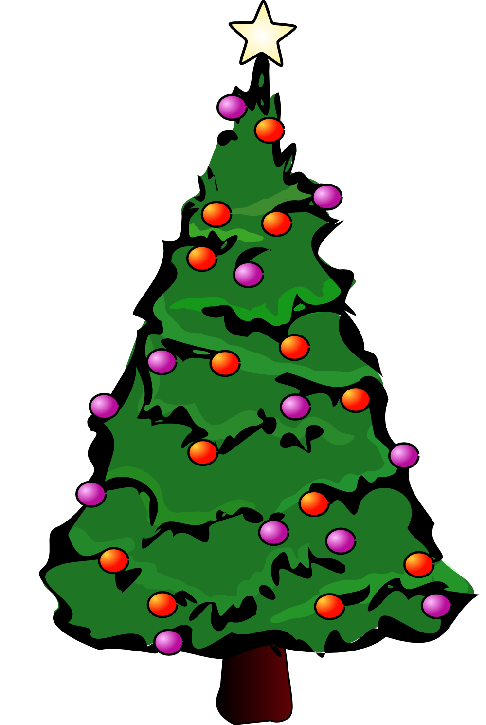 Cartoon Christmas Tree Png Picture (white, black, green)