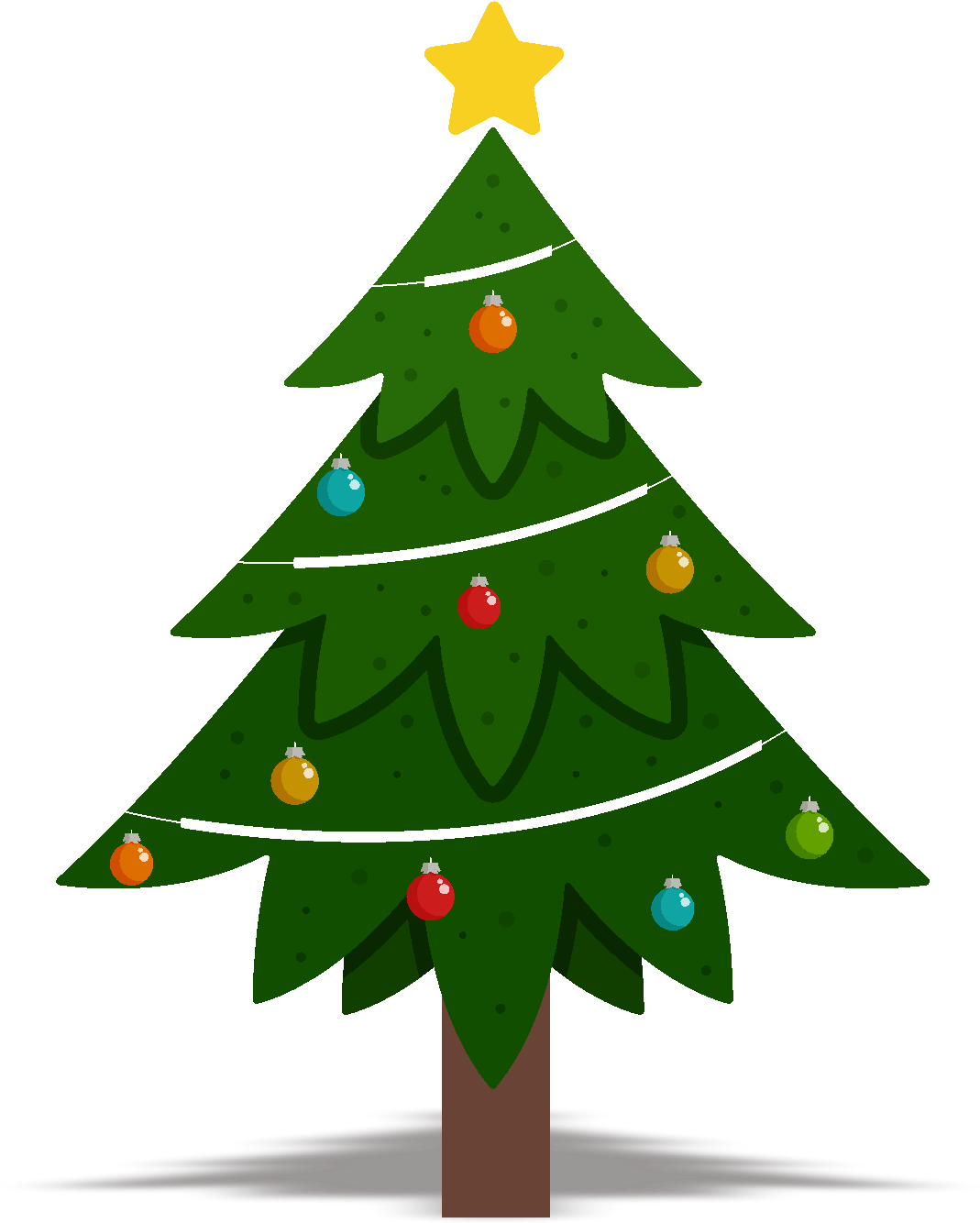 Cartoon Christmas Tree Png Transparent (black, olive, green)