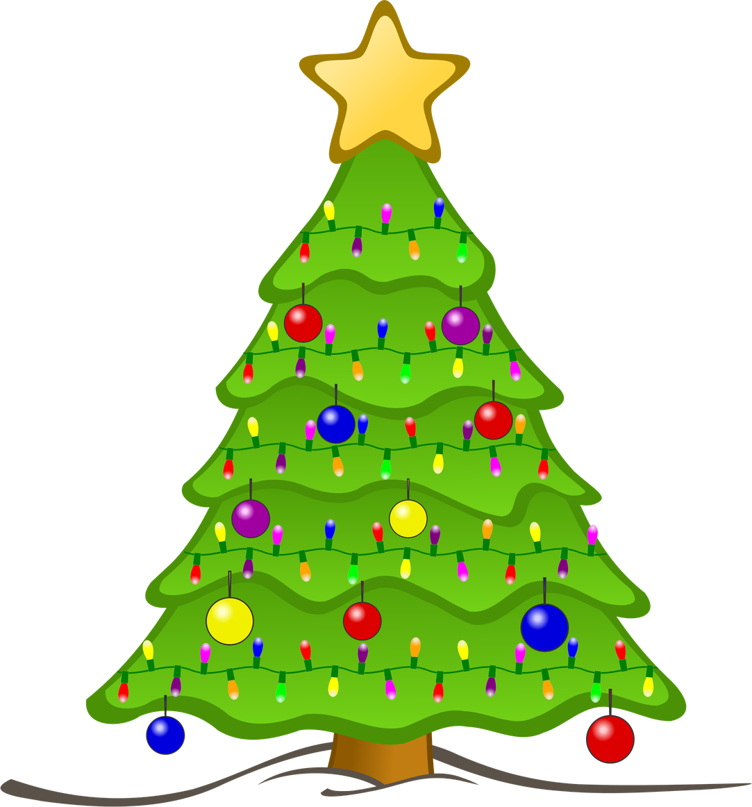 Cartoon Christmas Tree Transparent Png (black, olive)