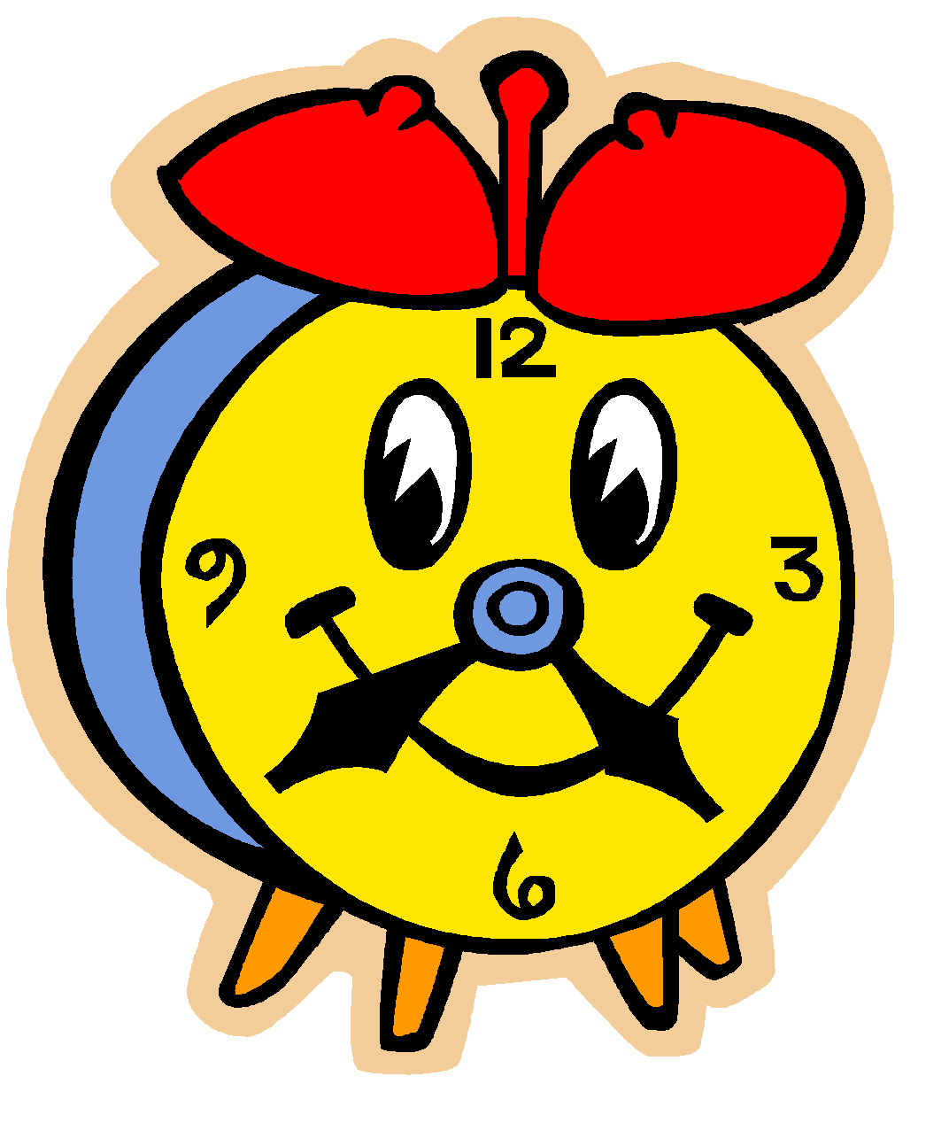 Cartoon Clock Png Pic (silver, red, yellow, black, gold)