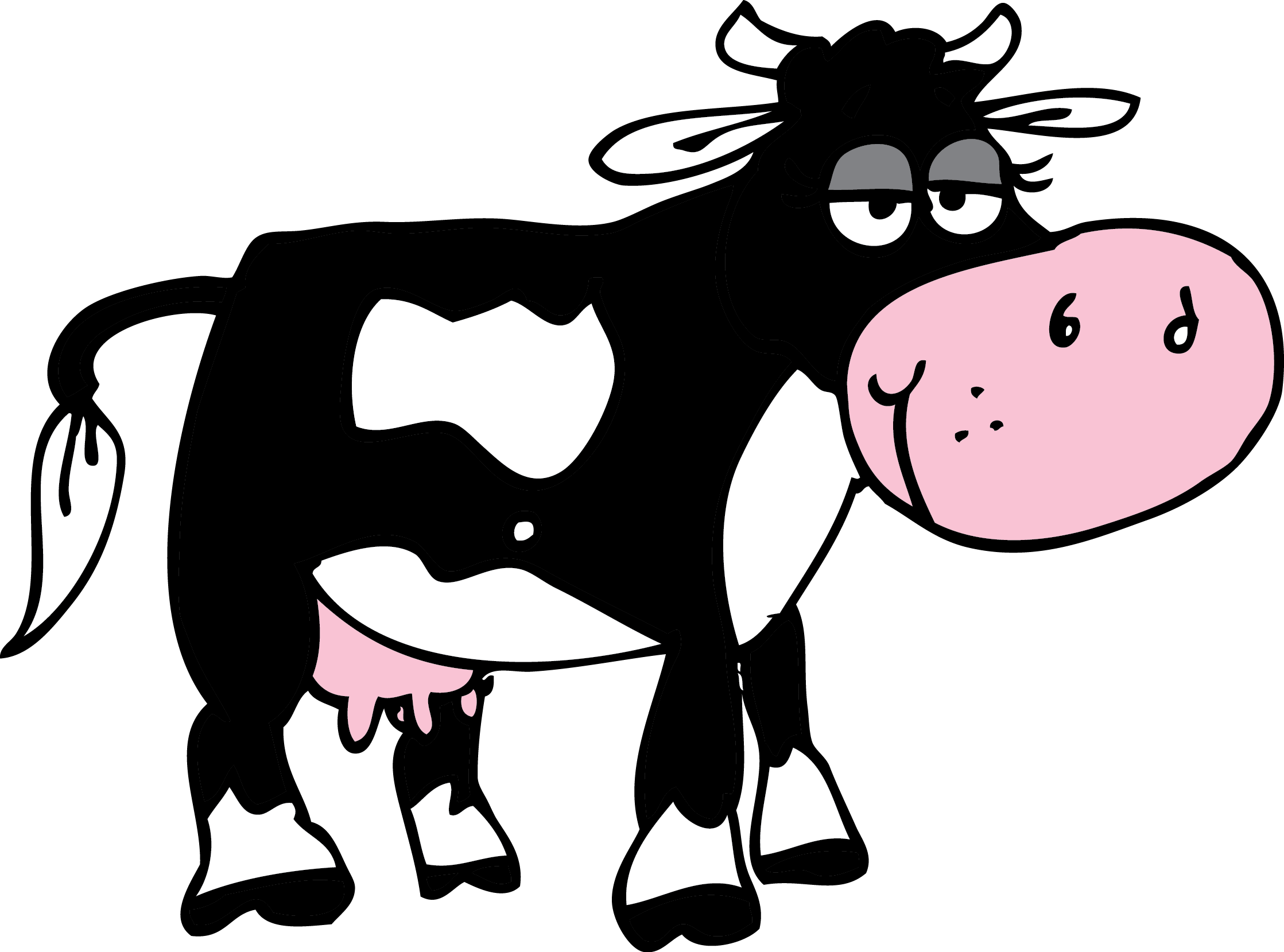 Cartoon Cow Png Clipart (white, pink, black)