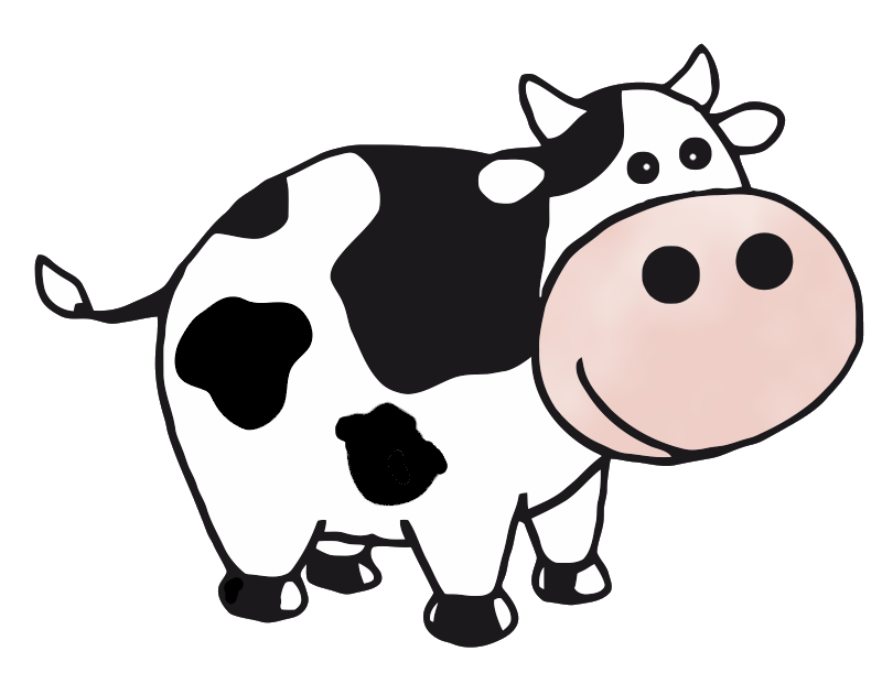 Cartoon Cow Png Hd (black, white, pink)