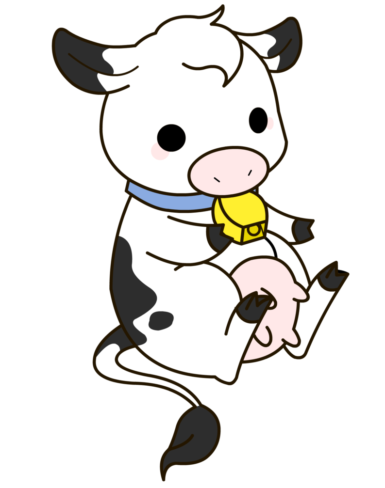 Cartoon Cow Png Image (black, white, beige)