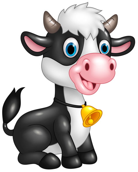 Cartoon Cow Png Isolated Image (black)