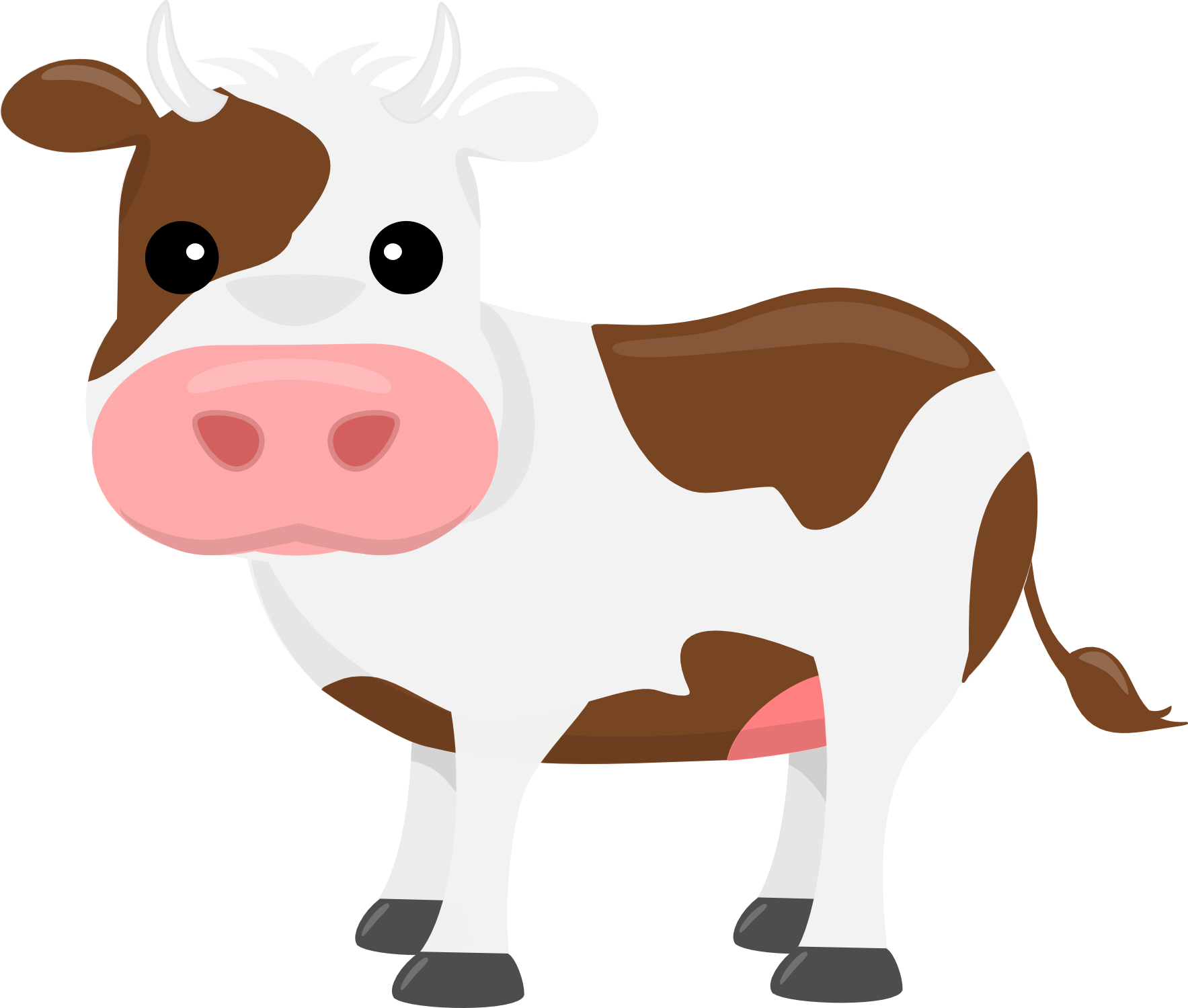 Cartoon Cow Png Photo (white, pink, olive, lavender)