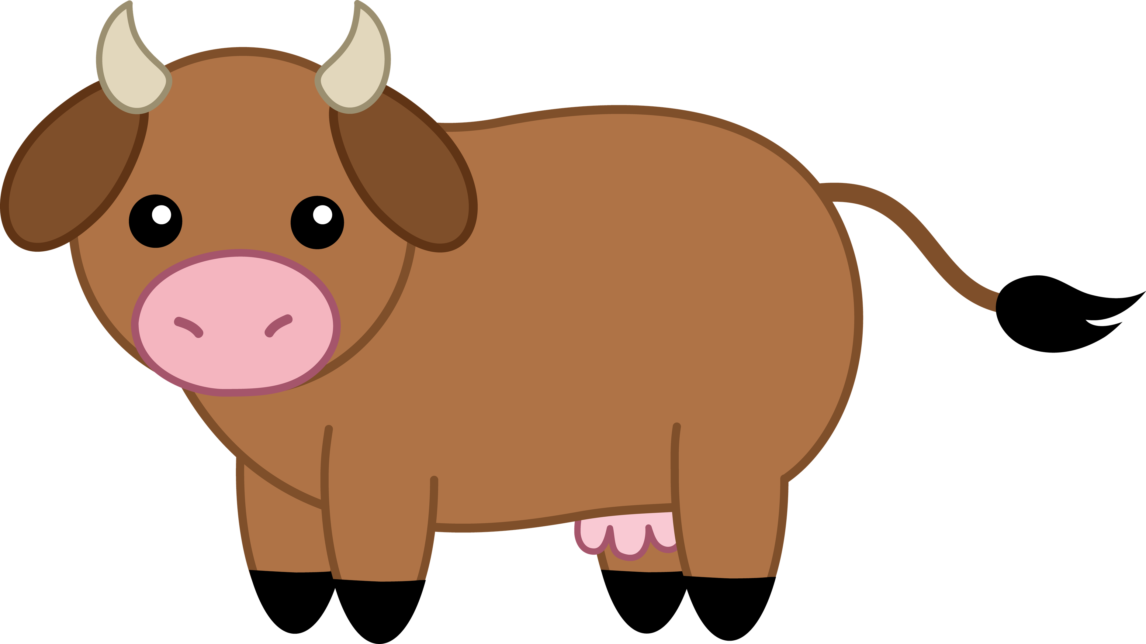 Cartoon Cow Png Pic (black, chocolate, olive, pink)