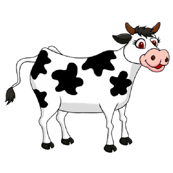 Cartoon Cow Png (black, white, lavender)