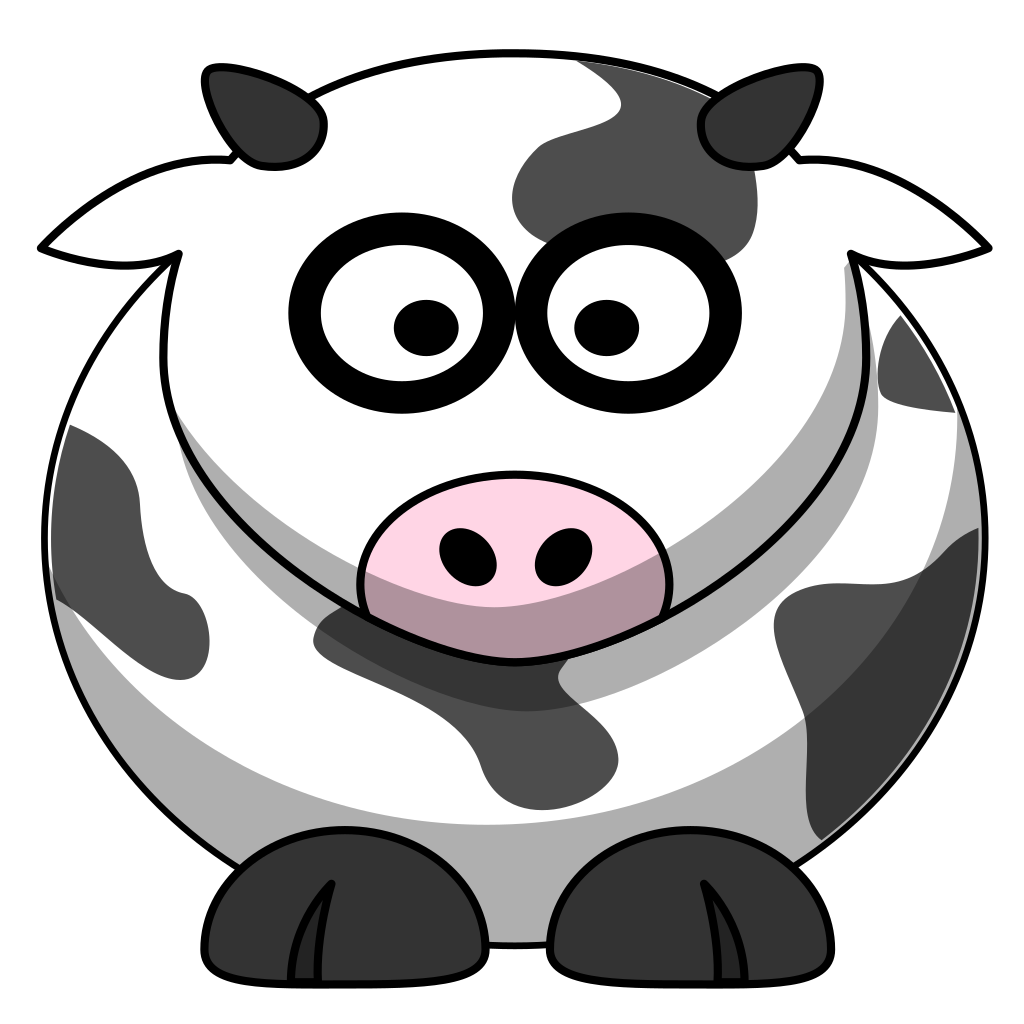 Cartoon Cow Transparent Png (silver, black, white, pink, gray)