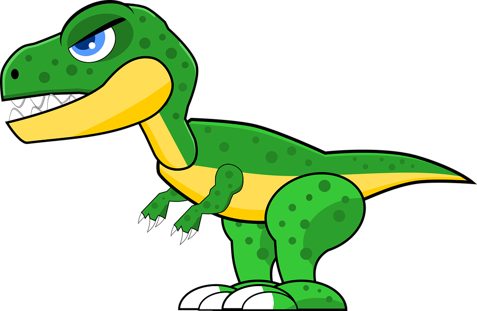 Cartoon Dino Png Image (green, black, white, gold, lime)