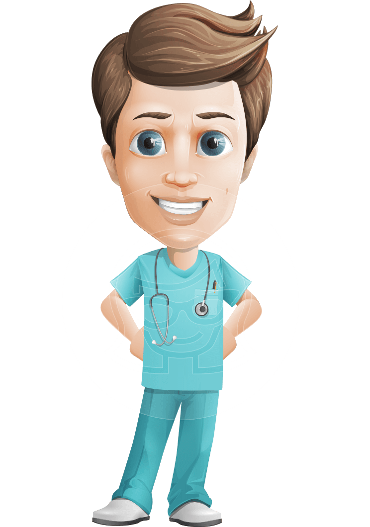 Cartoon Doctor Png File (silver, black, white, beige, pink)