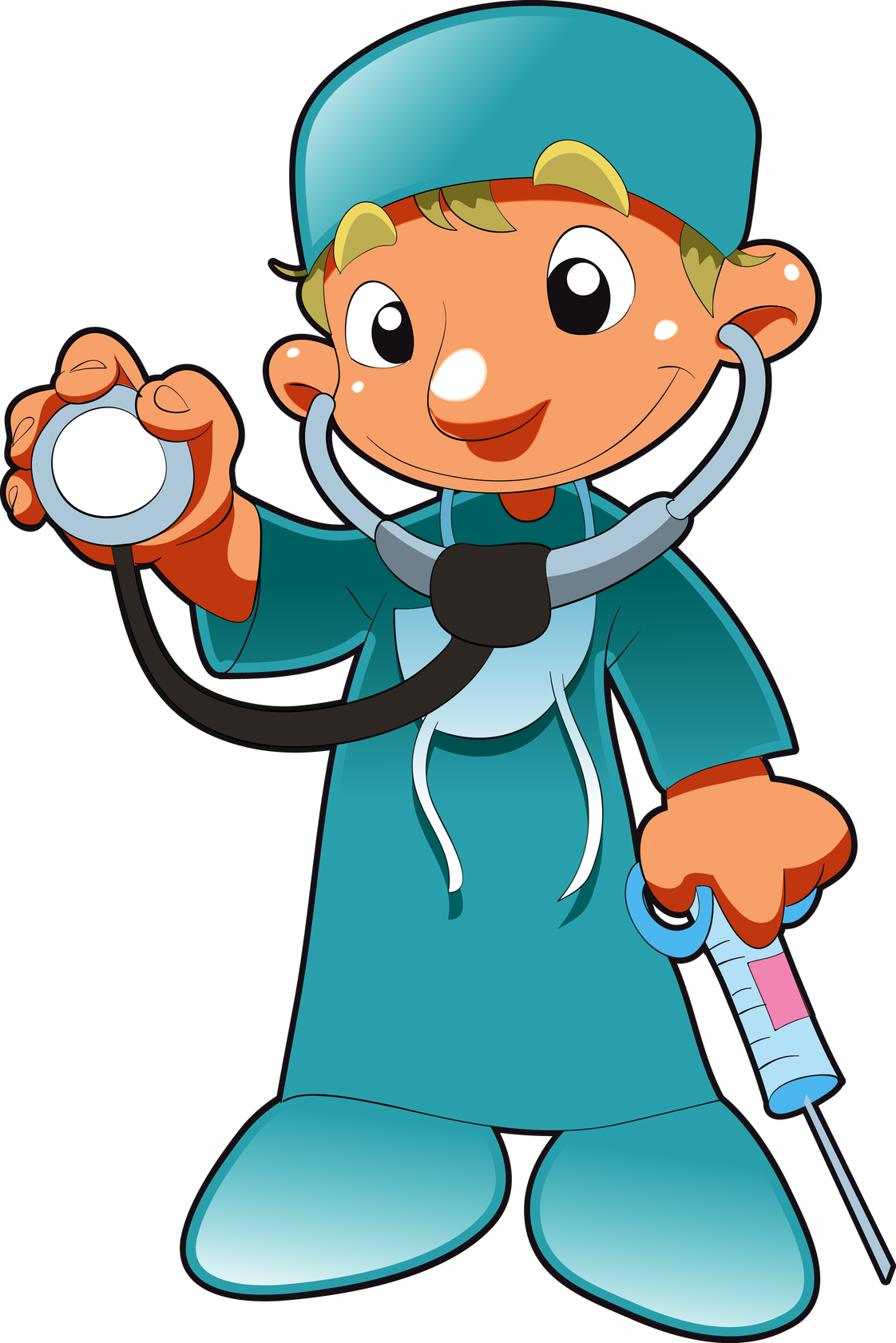 Cartoon Doctor Png Free Download (black, white, teal, salmon)