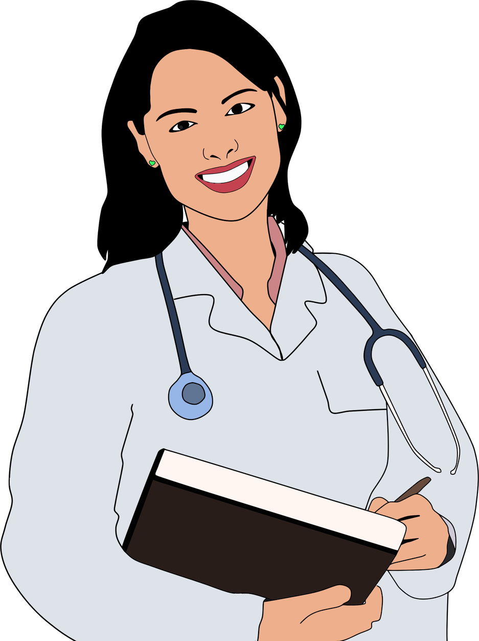 Cartoon Doctor Png (black, white, lavender, salmon)