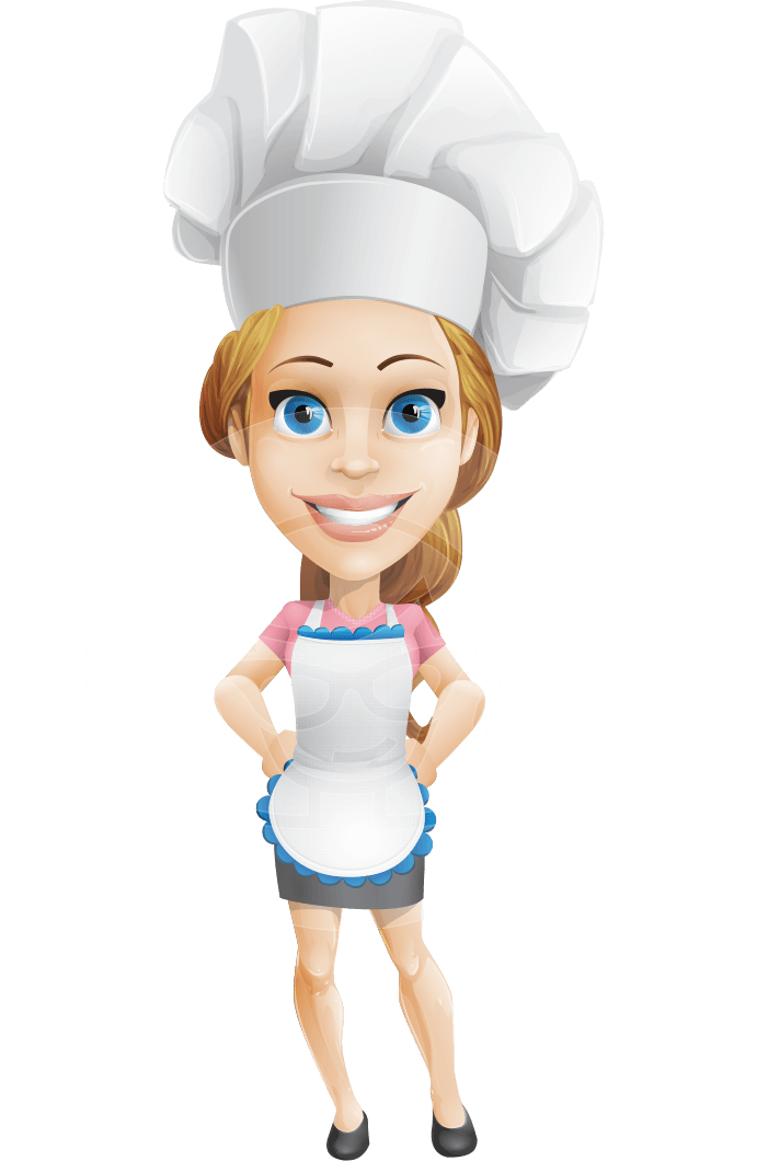 Cartoon Female Chef Png File (black, white, lavender)