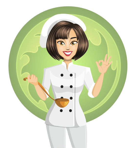 Cartoon Female Chef Png Photo (white, olive, lavender)