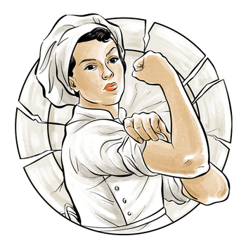 Cartoon Female Chef Png (black, white, beige)