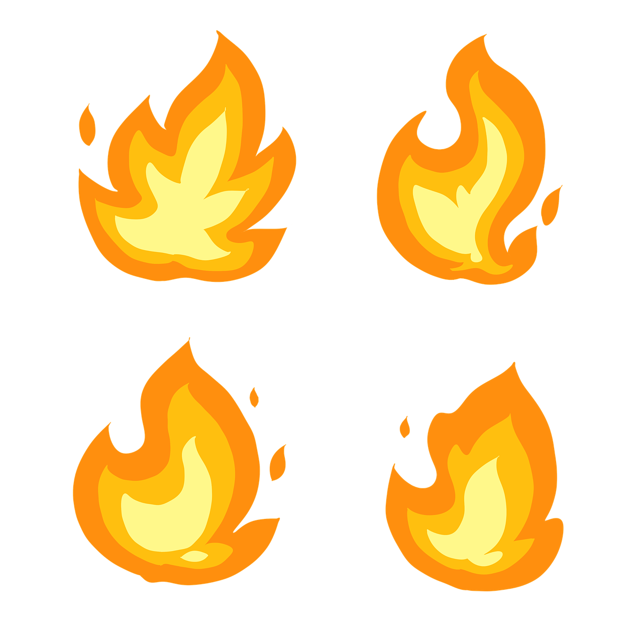 Cartoon Fire Png Cutout (gold, beige, black, orange)